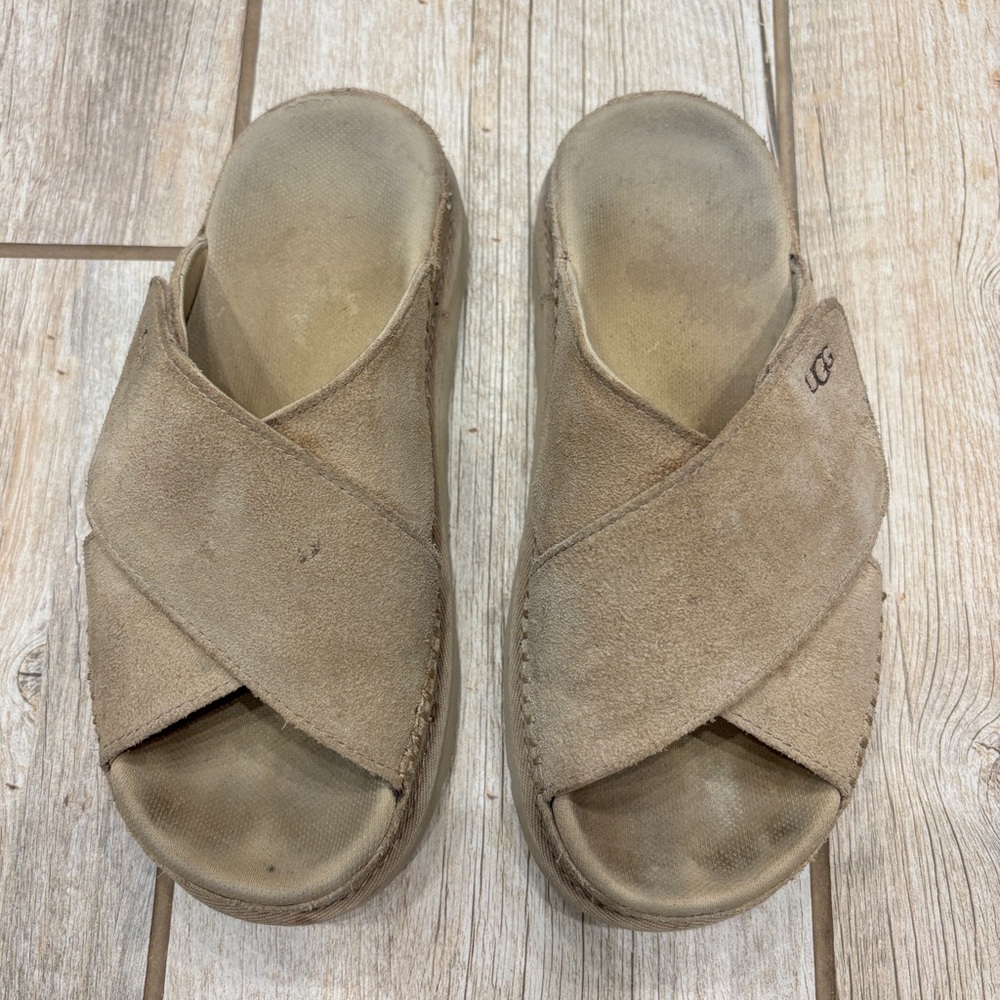 UGG Tan Suede Crossover Sandal